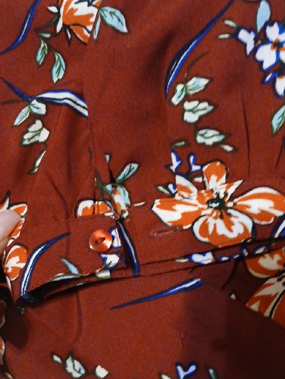 Japna Rust Red Floral Wrap Tie Blouse - Picture 6 of 6